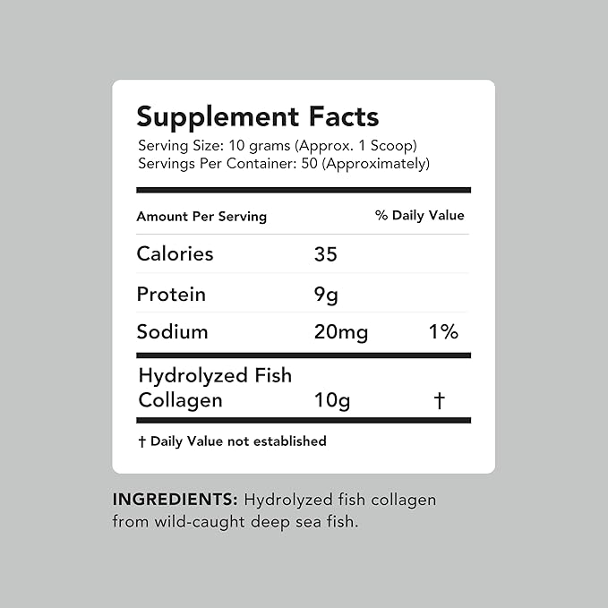 AMANDEAN Marine Collagen Peptides Powder. Double Hydrolyzed for Increased Absorption. Wild-Caught Fish Collagen Supplement. Type 1 &amp 3 Collagen Protein. 18 Amino Acids for Skin Hair Nails.