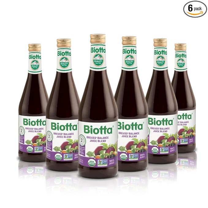Biotta Organic Breuss Balance Juice - 100% Vegetable Juice for Energy Immunity &amp Wellness - Excellent Source of Nutrients - All Natural Non-GMO Gluten-Free (16.9 Fl Oz Pack of 6)