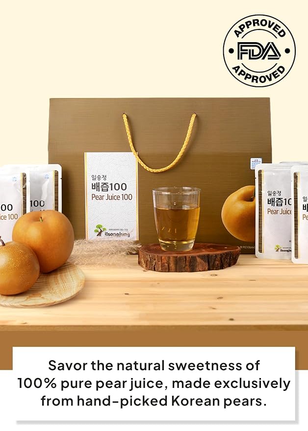 Korean Food ILSONGJUNG 100% Pure Korean Pear Juice – No Added Sugar Healthy Fruit Drink 3.04 FL OZ (90ml) x 30 Pack Made in Korea Healthy Gift Drink 배즙