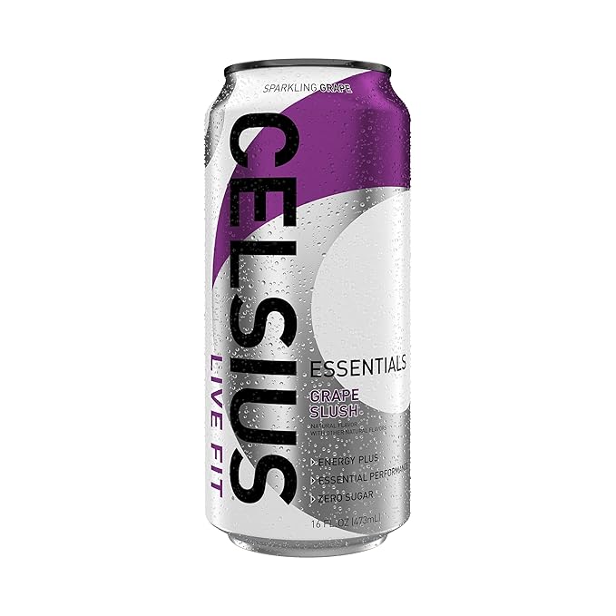 CELSIUS Essentials™ Sparkling Grape Slush Sugar Free Performance Energy Drink Can 16 Fl Oz (Pack of 12)