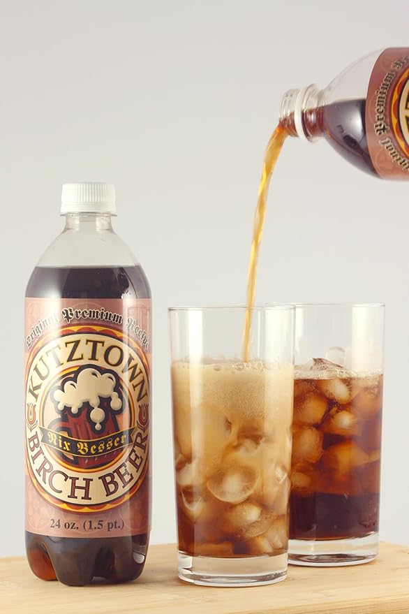 AmishTastes Soft Drinks Variety Box (Birch Beer Black Cherry Orange Cream Red Cream) Kutztown Nix Besser PA Dutch Amish Style 96 Oz.