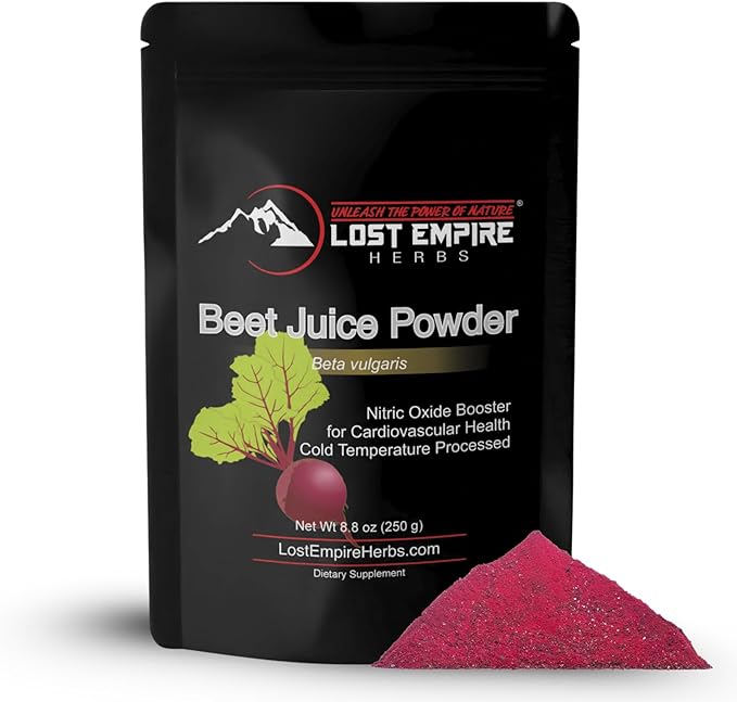 Lost Empire Herbs Beet Juice Powder | USA-Sourced Organic Cold-Pressed Nitric Oxide Supplement | for Stamina Recovery &amp Blood Flow (250 Grams)