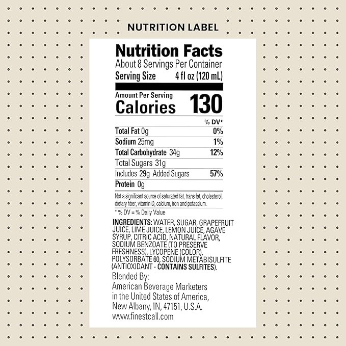 Finest Call Premium Juice Grapefruit Sour Drink Mix 1 Liter Bottle (33.8 Fl Oz)