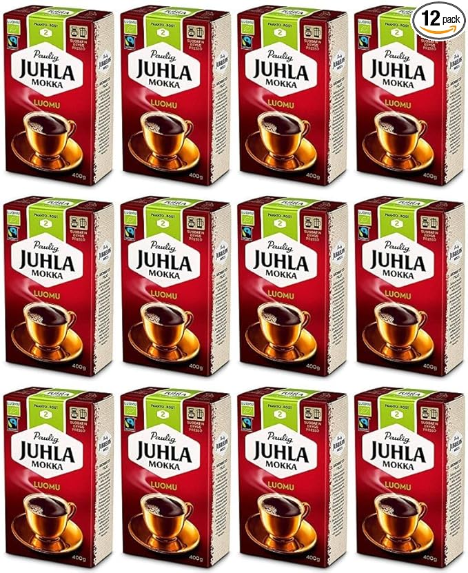 Paulig Juhla Mokka Luomufine ground Coffee 12 Packs of 400g
