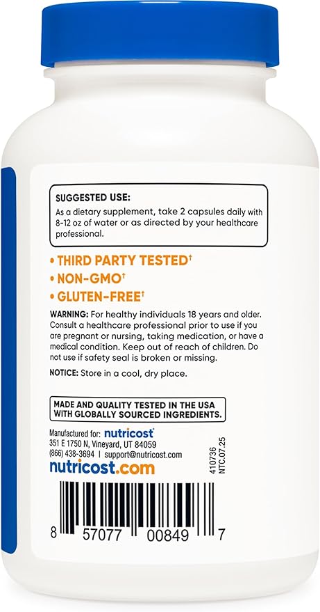 Nutricost L-Citrulline 500mg 120 Capsules - Gluten Free Non-GMO 1000mg Per Serving (60 Serv) (Pack of 2)