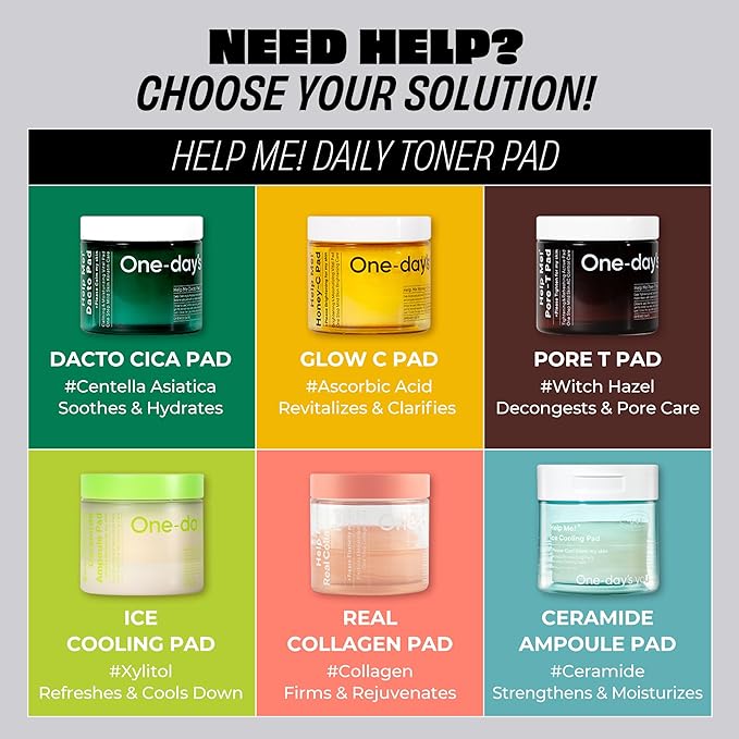 ONE-DAY’S YOU Help Me! Real Collagen Pads | Skin Firming &amp Moisturizing | Elasticity Care for Daily Use | 70 Pads | Korean Skincare for Firm &amp Youthful Skin