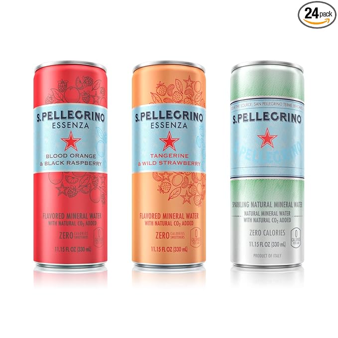 S.Pellegrino Essenza Variety Pack - Blood Orange Wild Strawberry Original (unflavored)11.15 Fl. Oz (Pack of 24)