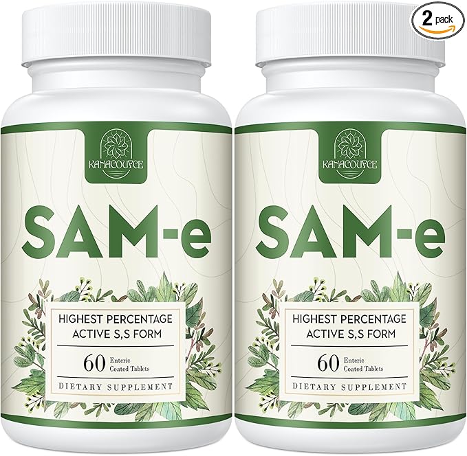 1100mg SAM-e (S-Adenosyl-L-Methionine) SAM e Supplement for Mood Joint &amp Liver Highest Concentration of Active SS Form Same Vegan 120 Tablets