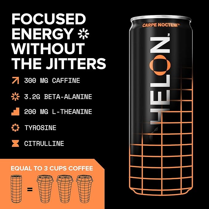Echelon Pre-Workout Energy Drink - 12-Pack Mango Reaper - Peak Performance Sustained Energy Focus and Endurance Dietary Supplement - 300mg of Caffeine Beta-Alanine L-Theanine &amp Fiber - Vegan