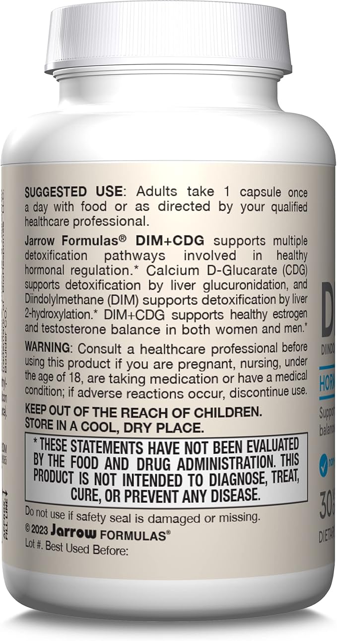 Jarrow Formulas - DIM + CDG Veggie Capsules - - DIM &amp CDG Supplement - for Hormone Balance - Non-GMO - Gluten Free30 Count (Pack of 2)
