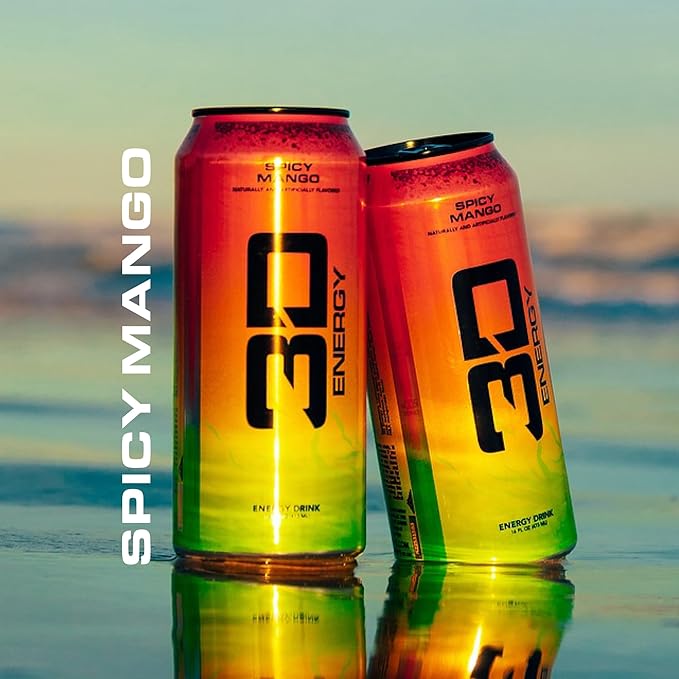 3D Sugar-Free Energy Drinks Spicy Mango - Clean Energy Drink with 200mg Caffeine Taurine &amp L-Carnitine - Pre Workout Fitness Drink for Gym Exercise &amp Everyday Performance