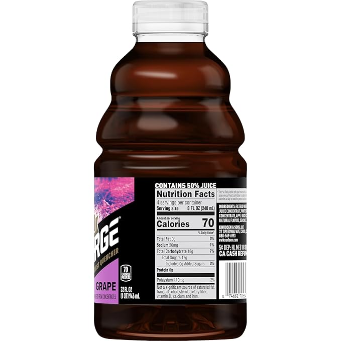 R.W. Knudsen Recharge Grape Sports Drink with Electrolytes 32 fl oz (Pack of 6)