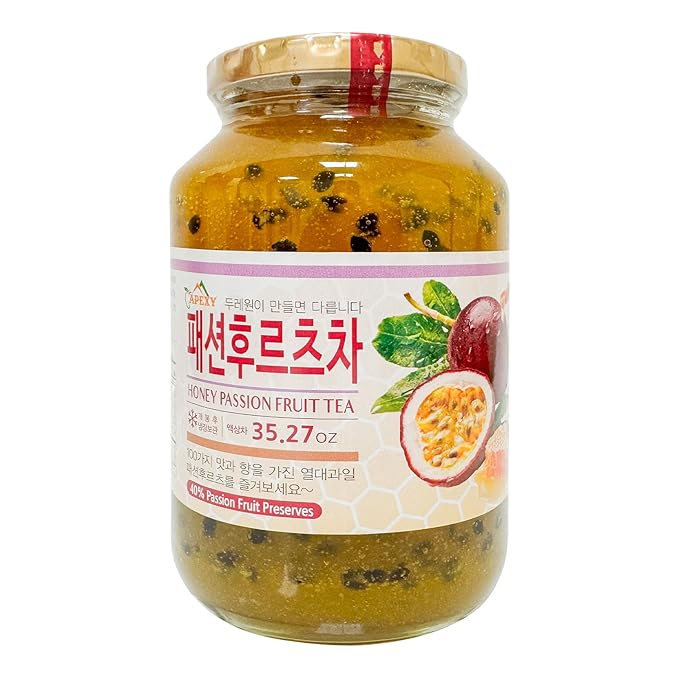 Apexy Authentic Korean Honey Passion Fruit Tea Passionfruit Puree  Just Add Hot Water Gourment Blend for Smoothies Cocktails Desserts and Spread No Artificial Colors Versatile and Natural Deligh