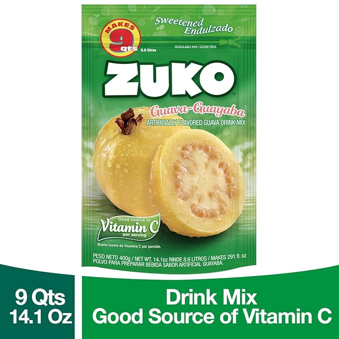 Zuko Guava Instant Powder Drink | Family Pack | No Sugar Needed | Vitamin C | 14.1 Ounce (Pack of 2)