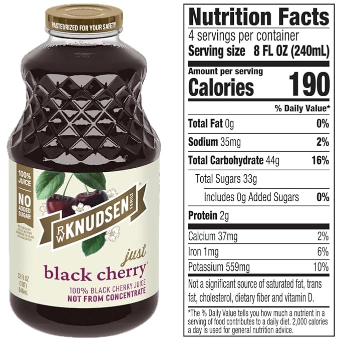 R.W. Knudsen No Sugar Added Juice Variety Pack 32 oz Bottles (Pack of 5) – Cranberry Pomegranate Blueberry &amp Black Cherry Mango