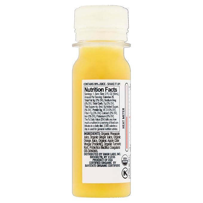 +GNGR Digestive Aid – Organic Ginger Shot with Turmeric &amp Black Pepper. High-Absorption Curcumin with Probiotics for Immune Digestive &amp Gut Health. Cold-Pressed Ginger Shots. 2 fl oz Bottles