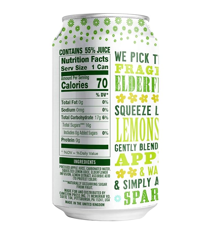Cawston Press Sparkling Elderflower Lemonade 11.15 Ounce Cans (Pack of 24)