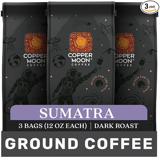 Copper Moon Ground Coffee Dark Roast Sumatra Blend 12 Oz (Pack Of 3)