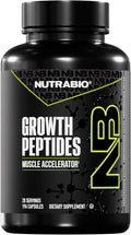 NutraBio Growth Peptides |Muscle Accelerator with DiLeucine &amp PeptiStrong | Peptides for Muscle Growth Men &amp Women- 28 Servings- 196 Capsules