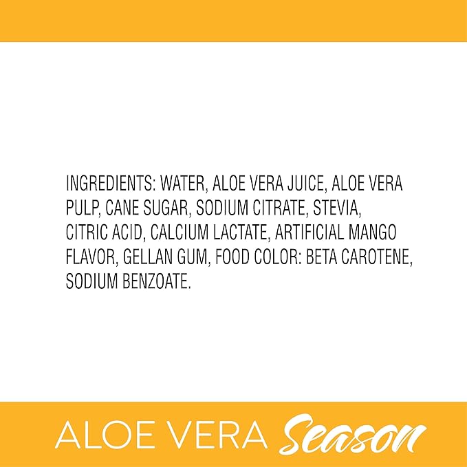 Season Aloe Vera Drink with Pulp Mango Flavor 16.9 fl oz (Pack of 24)