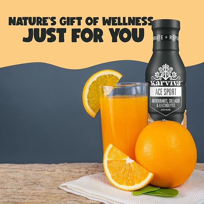 KARVIVA ACE Collagen Juice Energy Recovery Healthy Joints Skin &amp Hair Antioxidants Marine Collagen Electrolytes Low-Sugar Low-Calories Non-GMO Vitamins (6 BPA-Free Bottles12 fl oz Each)