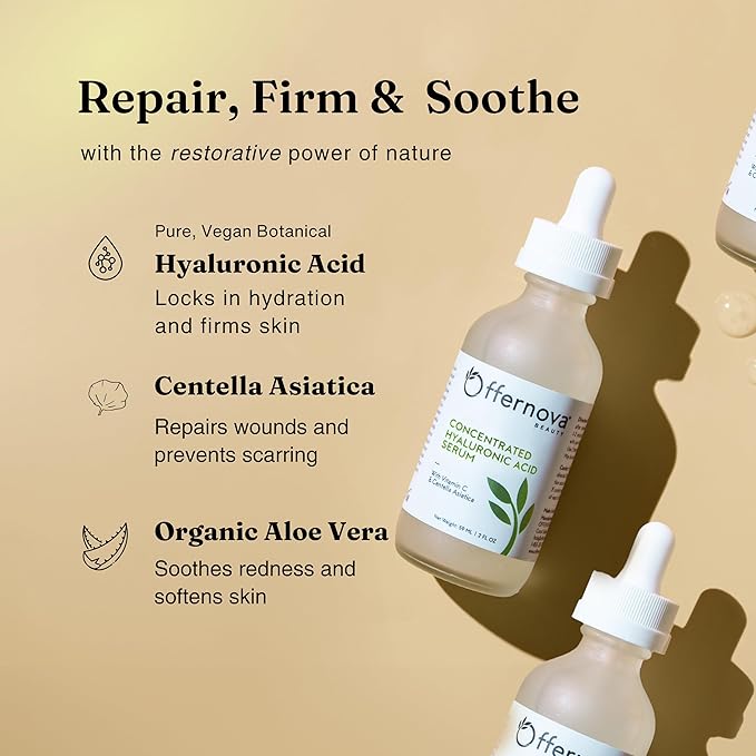 Offernova Collagen &amp Hyaluronic Acid Bundle – Hydrolyzed Collagen Powder + Hydrating Hyaluronic Acid Serum for Radiant Skin Strong Hair &amp Joints – Anti-Aging &amp Beauty Duo
