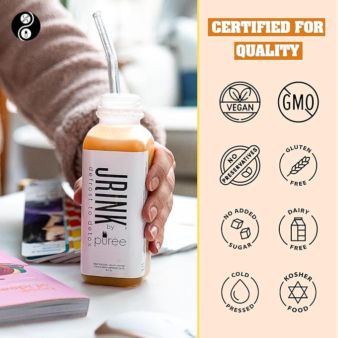 JRINK by Purée Farma-C Juice Cleanse Cold Pressed Detox Drink with Lemon Ginger Organic No Preservatives Vegetable and Fruit Juice Healthy Cleanse Raw Juice Detox 16oz Bottles Pack of 18