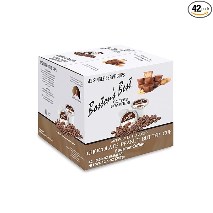 Boston’s Best - Chocolate Peanut Butter Cup Flavored Delicious Gourmet Coffee Compatible with Keurig Coffee Maker - 42 Count