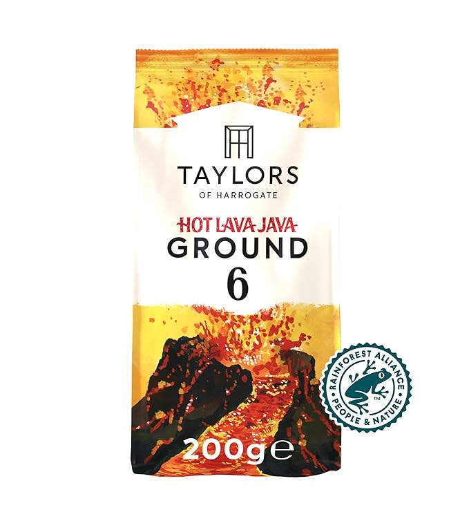 Taylors of Harrogate Hot Lava Java Ground Coffee 200 g (Pack of 6 - Total 1.2kg)