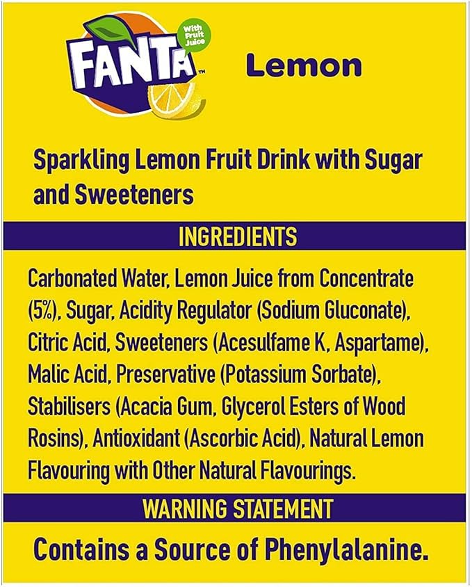 Fanta Lemon Lemon Drink 12 Can Pack (330ml Each)