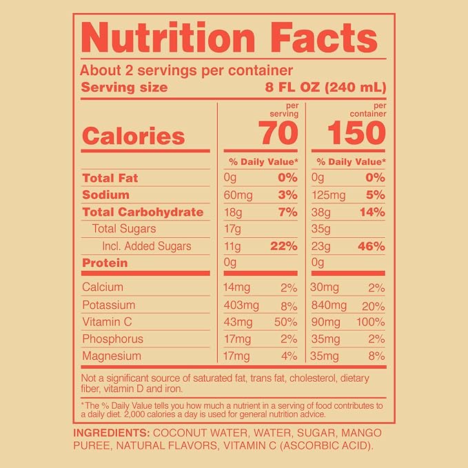 Vita Coco Coconut Juice Mango | Bold Tropical Taste | Natural Electrolytes | Sweet Refreshing Hydration | 16.9 oz can (Pack of 12)