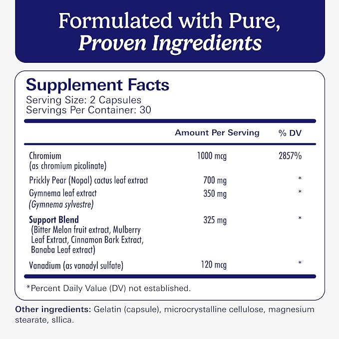 Santo Remedio Super Nopal Exclusive Formula with Nopal Gurmar (Gymnema Silvestre) Chromium Picolinate and Vanadyl Sulfate. 60 Capsules (30 Servings)