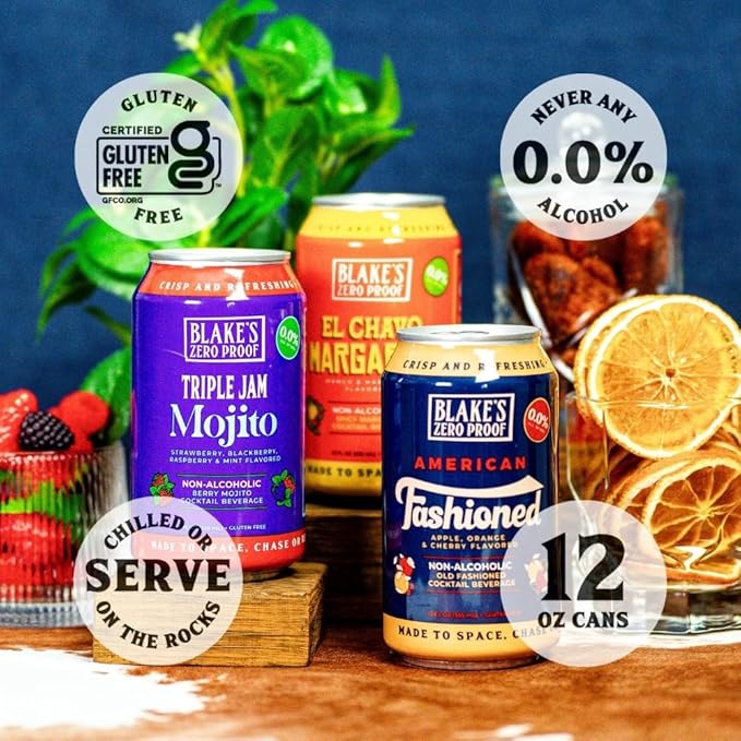 Blake’s Zero Proof Sparkling Mocktail Variety Pack – Non Alcoholic Carbonated Juice Beverage Gluten Free Cocktail-Inspired Flavors Including American Fashioned El Chavo Margarita &amp Triple Jam M