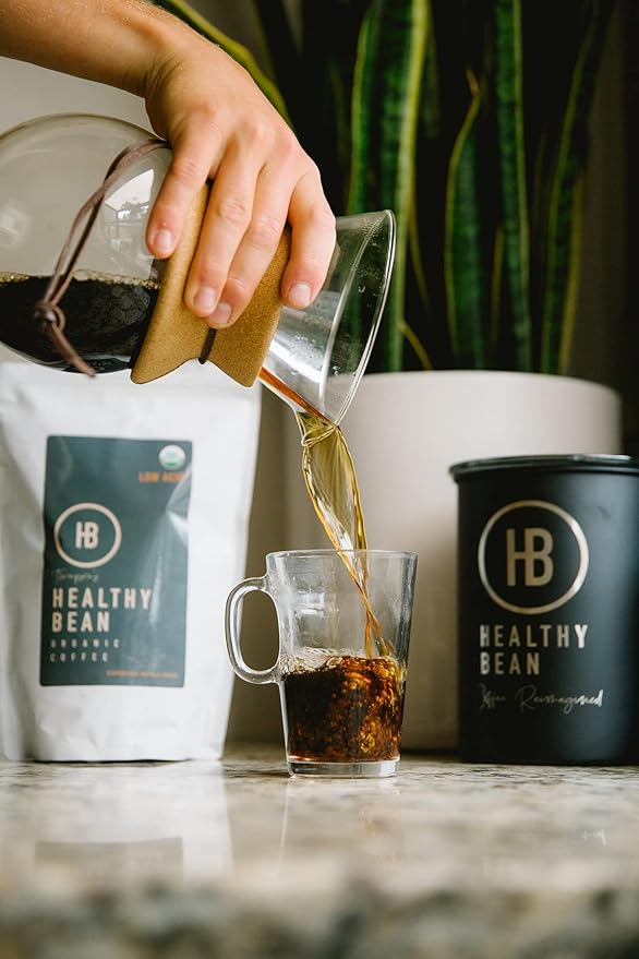 Healthy Bean Espresso Organic Coffee Beans Whole - Low Acid Coffee for Sensitive Stomach Strong and Rich Flavor - USDA Organic Dark Roast Whole Bean 11oz
