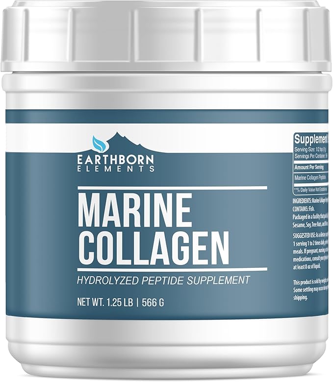 Earthborn Elements Hydrolyzed Marine Collagen Peptides Powder 1.25 lb Pure &amp Undiluted Dietary Supplement