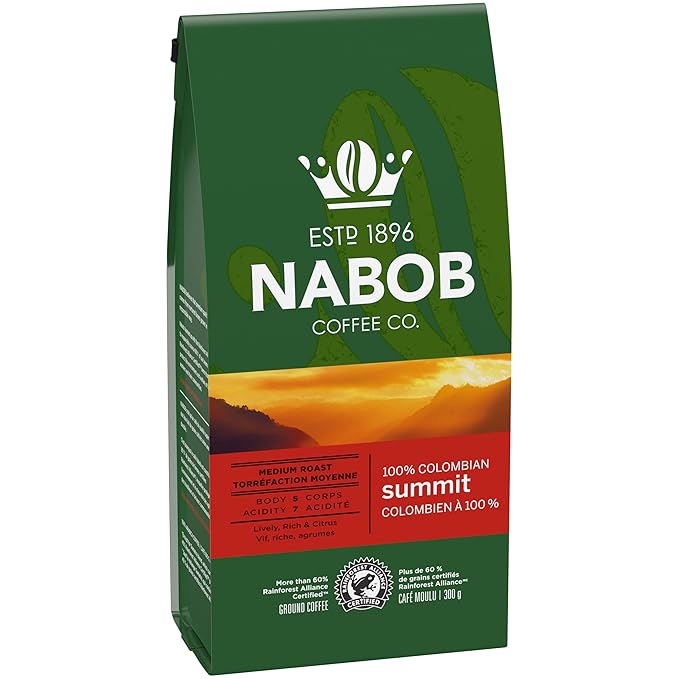 Nabob Summit 100% Colombian Ground Coffee 300g/10.6 oz. (Pack of 6) {Imported from Canada}