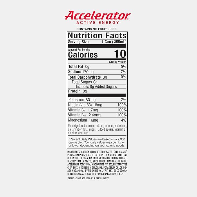 Accelerator Energy Drink Orange Mango 12oz can (12 pack) Zero Sugar Sustained Energy from 100% Natural Caffeine (200mg from Green Coffee Bean &amp Green Tea extract)