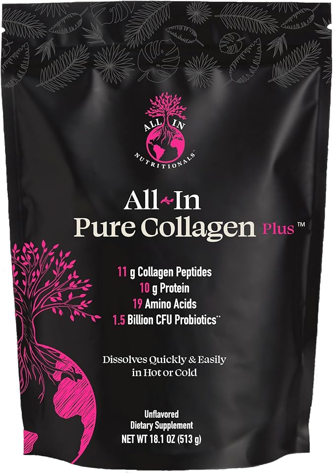 All In Nutritionals Pure Collagen + Probiotics- a one of a Kind Pure and Clean Collagen with Added Probiotics - 1 Scoop Serving- 45 Day Supply!