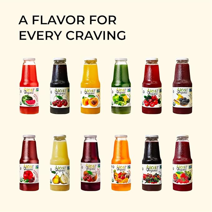 IOS Love Organic Juice - USDA Organic Certified - Cold Pressed No Added Sugar No Water No Artificial Colors No Preservatives No Flavors Added No Gluten - 33.8 Fl Oz (Super Chia Pack of 6)