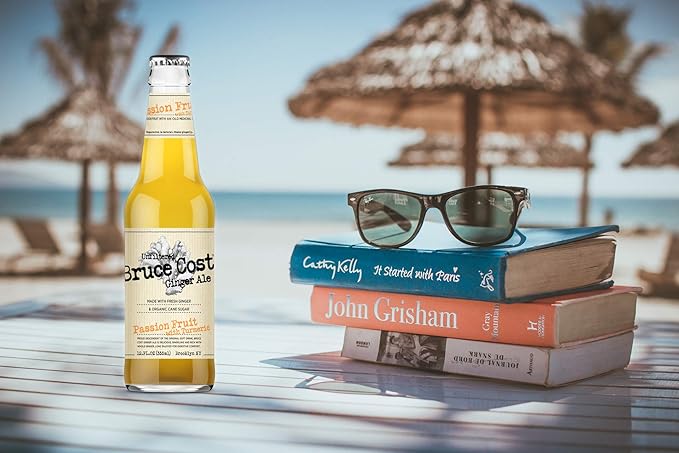 Bruce Cost - Unfiltered Ginger Ale - Passion Fruit with Turmeric - 12 oz (9 Glass Bottles)