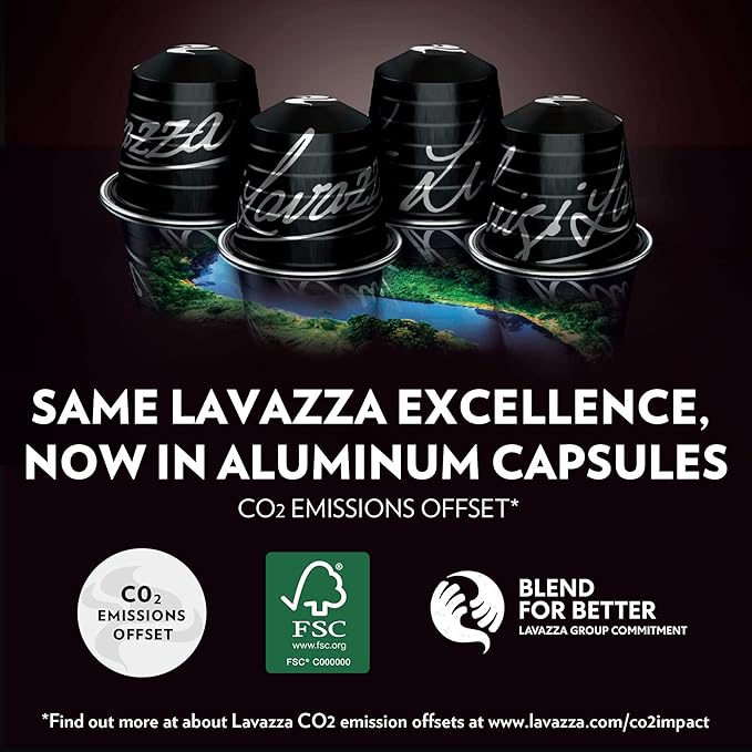 Lavazza Espresso Maestro Decaf (DEK) Aluminum Capsules Compatible with Nespresso* Original Machines Medium Espresso Roast Arabica and Robusta Blend Packaging Vary10 Count(Pack of 12)