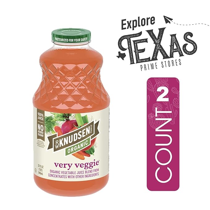 R.W. Knudsen Organic 2-Pack Organic Very Veggie Fruit Juice 100% USDA 32 fl oz Glass Bottle + 1 Utility Freebie by Lavinia