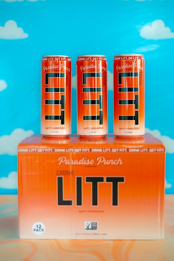 DRINK LITT PARADISE PUNCH | Fruit Punch | Natty Hydration | Natural Electrolytes | B Vitamins | 11 oz (Pack Of 12)