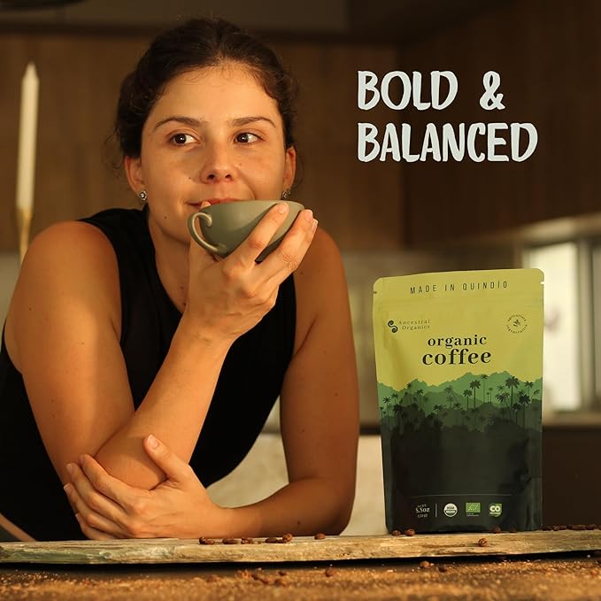 Ancestral Organics Colombian Coffee Beans - Low Acid Medium Roast/Tasting Notes - Premium Single Origin Specialty Fair Trade Arabica