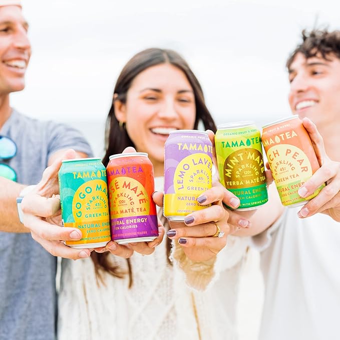 Organic Sparkling Mint Yerba Mate Tea Unsweetened by Tama Tea - Sugar Free Energy Drink Alternative 120mg Natural Caffeine 12 oz (12-Pack)