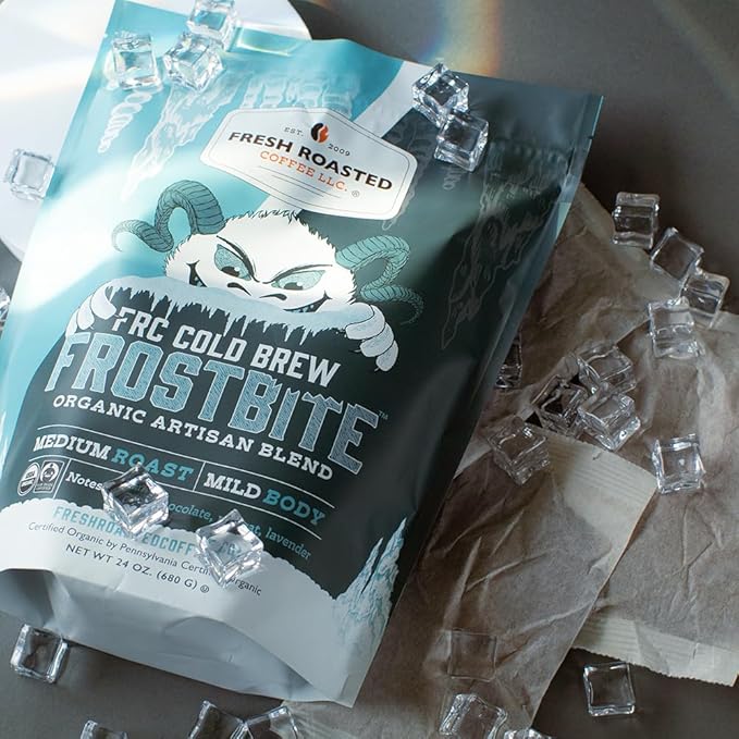Fresh Roasted Coffee Organic Frostbite Cold Brew Coffee Filter Packs | Mold &amp Myco Tested USDA Organic Kosher | Medium Roast 12 Count 24 oz