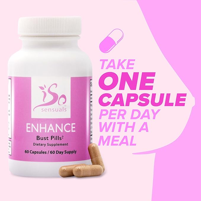 IsoSensuals Enhance Breast Enlargement Pills - Breast Enhancement Pills for Women Breast Enhancer All-Natural Ingredients 60 Capsules