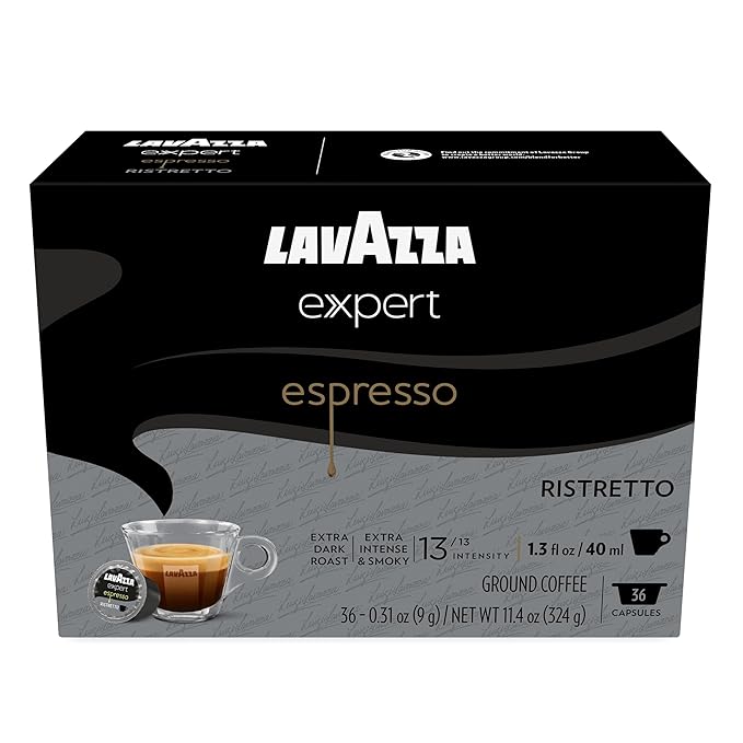 Lavazza Expert Espresso Ristretto Capsules Extra Dark Roast Arabica and Robusta Blend Compatible with Lavazza Classy Machines (36 Capsules)
