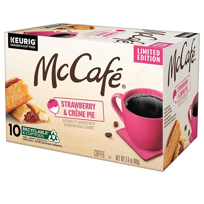 McCafé Strawberry &amp Crème Pie Light Roast Flavored Coffee Single Serve Keurig® K-Cup Pods Limited Edition 60 Count (6 Packs of 10)