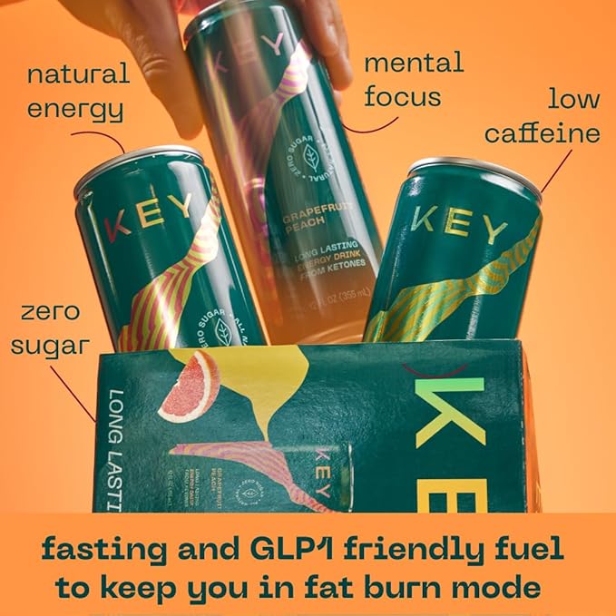 KEY Ketone Energy Drink - Sugar Free and All Natural from Ketones for Long Lasting Energy and optimal Green Tea Caffeine and L-Theanine for Mental Focus to Perform Variety Pack (Pack of 12)
